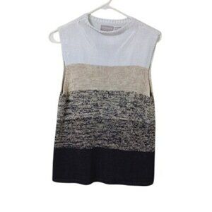 Liz Claiborne Collection Petite Colorblock Sleeveless Sweater Knit Top L